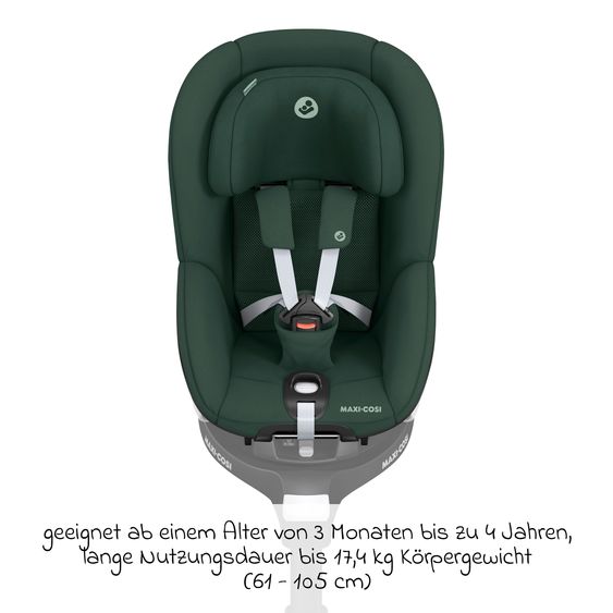 Maxi-Cosi 3in1 Babyschale & Reboarder-Set FamilyFix 360 ab Geburt bis 4 Jahre (40 - 105 cm) mit Babyschale Pebble 360 & Kindersitz Pearl 360 inkl. Isofix-Basis FamilyFix & Rückenlehnenschutz - Green