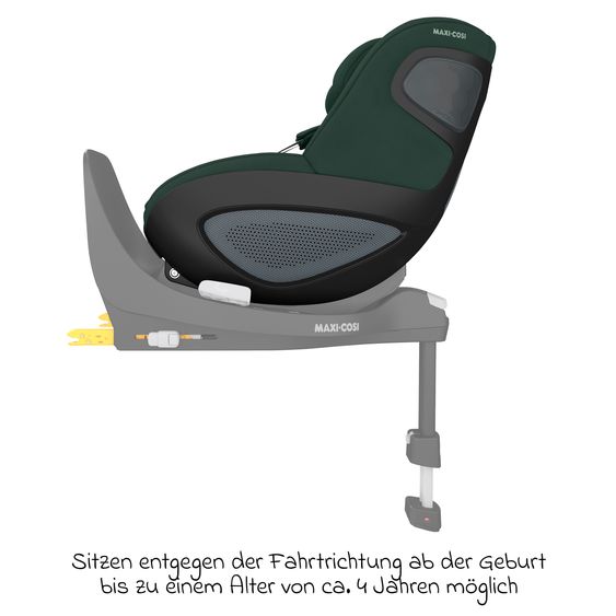 Maxi-Cosi 3in1 Babyschale & Reboarder-Set FamilyFix 360 ab Geburt bis 4 Jahre (40 - 105 cm) mit Babyschale Pebble 360 & Kindersitz Pearl 360 inkl. Isofix-Basis FamilyFix & Rückenlehnenschutz - Green