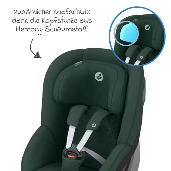 Maxi-Cosi 3in1 Babyschale & Reboarder-Set FamilyFix 360 ab Geburt bis 4 Jahre (40 - 105 cm) mit Babyschale Pebble 360 & Kindersitz Pearl 360 inkl. Isofix-Basis FamilyFix & Rückenlehnenschutz - Green