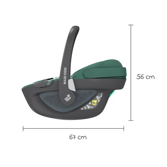 Maxi-Cosi 3in1 Babyschale & Reboarder-Set FamilyFix 360 ab Geburt bis 4 Jahre (40 - 105 cm) mit Babyschale Pebble 360 & Kindersitz Pearl 360 inkl. Isofix-Basis FamilyFix & Rückenlehnenschutz - Green