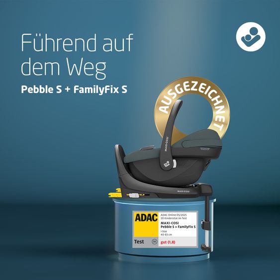 Maxi-Cosi 3in1 infant car seat & child seat set FamilyFix S from birth to 4 years (40cm - 105 cm with infant car seat Pebble S & child seat Pearl S incl. Isofix base FamilyFix S, protective pad & pacifier bag - Tonal Graphite
