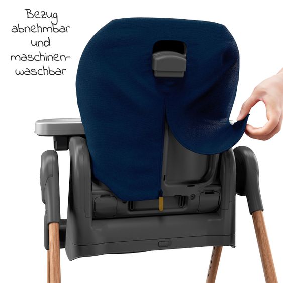 Maxi-Cosi 6in1 Hochstuhl Minla mitwachsend ab Geburt-6 Jahre Hochstuhl, Babyliege mit Liegefunktion & Tablett - Essential Blue