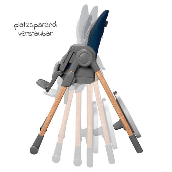 Maxi-Cosi 6in1 Hochstuhl Minla mitwachsend ab Geburt-6 Jahre Hochstuhl, Babyliege mit Liegefunktion & Tablett - Essential Blue