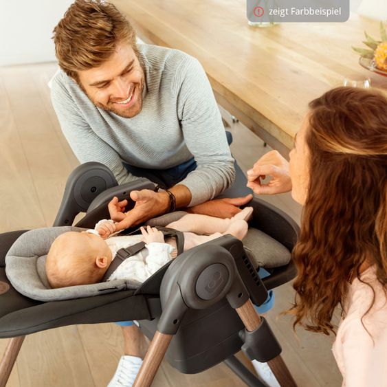 Maxi-Cosi 6in1 Hochstuhl Minla mitwachsend ab Geburt-6 Jahre Hochstuhl, Babyliege mit Liegefunktion & Tablett - Essential Blue