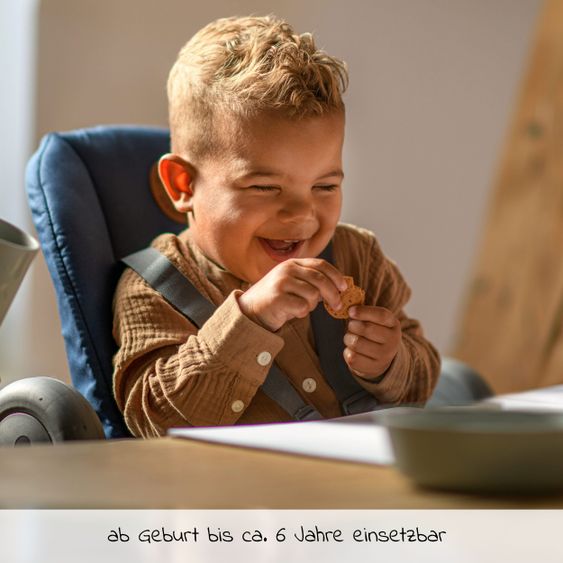 Maxi-Cosi 6in1 Hochstuhl Minla mitwachsend ab Geburt-6 Jahre Hochstuhl, Babyliege mit Liegefunktion & Tablett - Essential Blue