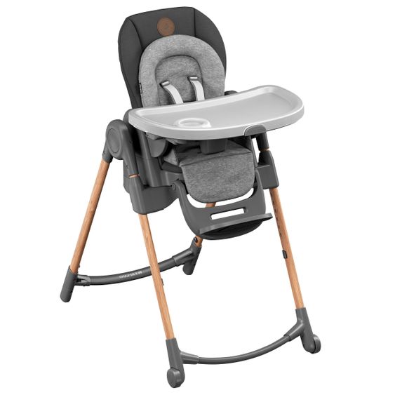 Maxi-Cosi 6in1 Hochstuhl Minla mitwachsend ab Geburt-6 Jahre Hochstuhl, Babyliege mit Liegefunktion & Tablett - Essential Graphite