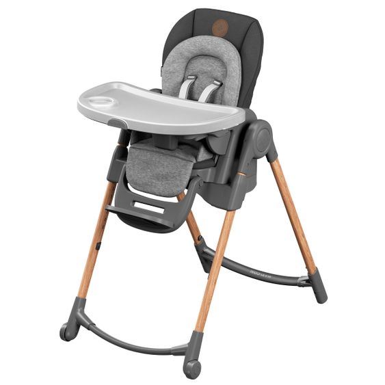 Maxi-Cosi 6in1 Hochstuhl Minla mitwachsend ab Geburt-6 Jahre Hochstuhl, Babyliege mit Liegefunktion & Tablett - Essential Graphite