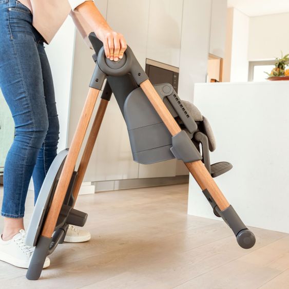 Maxi-Cosi 6in1 Hochstuhl Minla mitwachsend ab Geburt-6 Jahre Hochstuhl, Babyliege mit Liegefunktion & Tablett - Essential Graphite