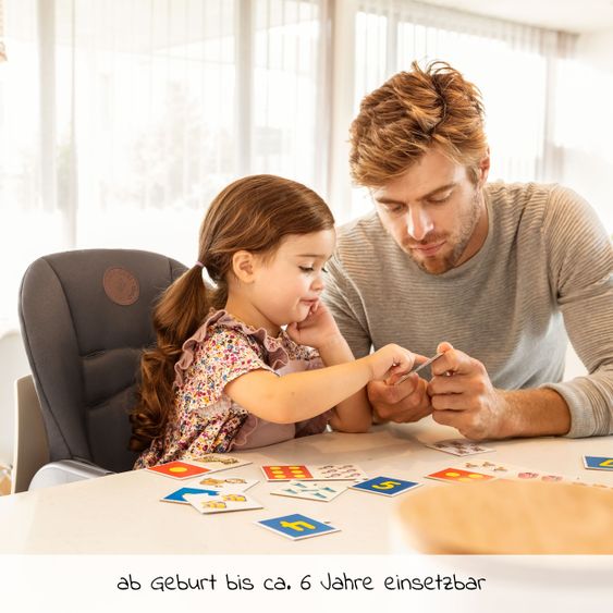 Maxi-Cosi 6in1 Hochstuhl Minla mitwachsend ab Geburt-6 Jahre Hochstuhl, Babyliege mit Liegefunktion & Tablett - Essential Graphite