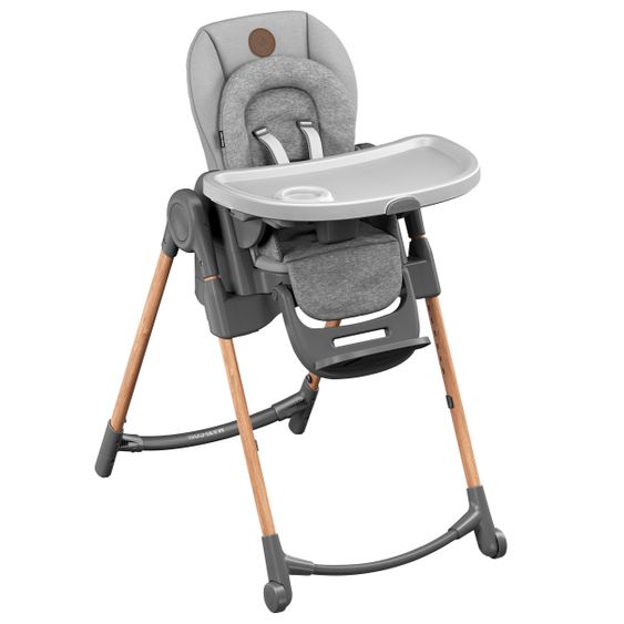 Maxi-Cosi 6in1 Hochstuhl Minla mitwachsend ab Geburt-6 Jahre Hochstuhl, Babyliege mit Liegefunktion & Tablett - Essential Grey