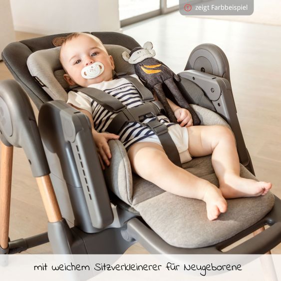 Maxi-Cosi 6in1 Hochstuhl Minla mitwachsend ab Geburt-6 Jahre Hochstuhl, Babyliege mit Liegefunktion & Tablett - Essential Grey