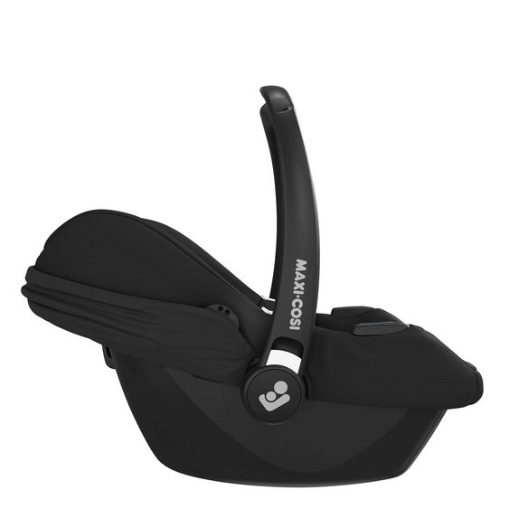 Maxi-Cosi Seggiolino auto CabrioFix i-Size dalla nascita a 12 mesi (40-75 cm) e base Isofix, riduttore di seduta, capottina, parapioggia, zanzariera - Essential Black