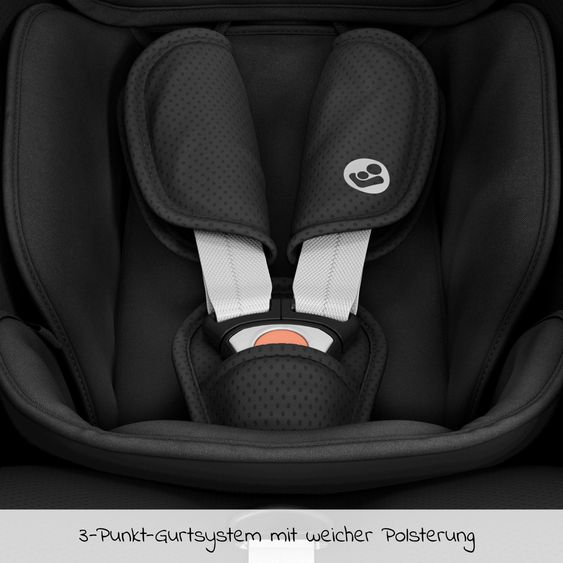 Maxi-Cosi Babyschale Babyschale CabrioFix i-Size ab Geburt - 12 Monate (40-75 cm) & Sitzverkleinerer, Sonnenverdeck inkl. Fehn Activity-Trapez Esel & Schaf - Essential Black