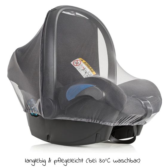 Maxi-Cosi Babyschale Babyschale CabrioFix i-Size ab Geburt - 12 Monate (40-75 cm) & Sitzverkleinerer, Sonnenverdeck, Regenschutz, Insektenschutz - Essential Black