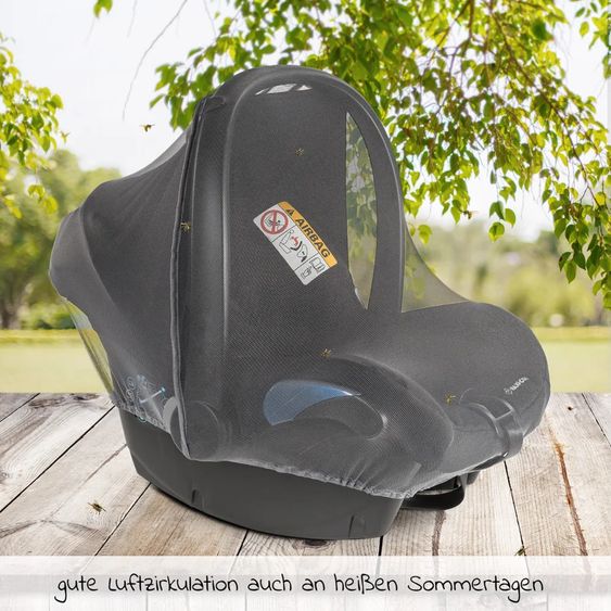 Maxi-Cosi Infant car seat CabrioFix i-Size from birth - 12 months (40-75 cm) & seat reducer, sun canopy, rain cover, insect screen - Essential Black