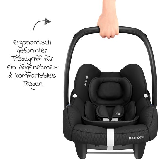 Maxi-Cosi Infant car seat CabrioFix i-Size from birth - 12 months (40-75 cm) & seat reducer, sun canopy, rain cover, insect screen - Essential Black