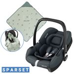 CabrioFix i-Size infant car seat from birth - 12 months (40-75 cm) & seat reducer, sun canopy incl. dandelion blanket - Essential Graphite