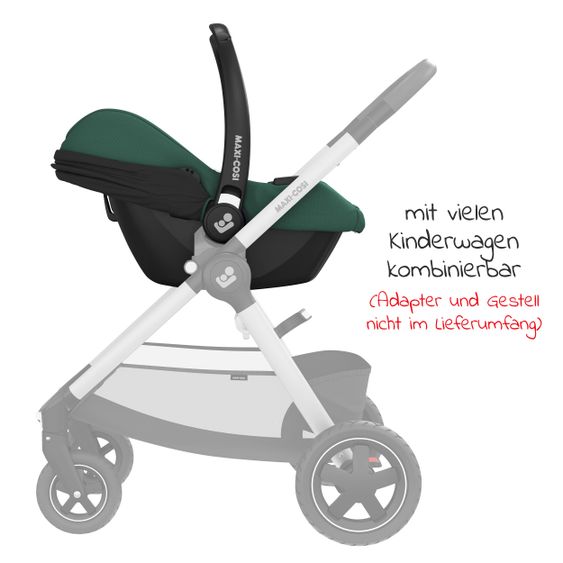 Maxi-Cosi CabrioFix i-Size infant car seat from birth - 12 months (40-75 cm) & seat reducer, sun canopy incl. dandelion blanket - Essential Green