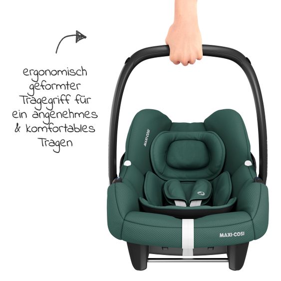 Maxi-Cosi CabrioFix i-Size infant car seat from birth - 12 months (40-75 cm) & seat reducer, sun canopy incl. dandelion blanket - Essential Green