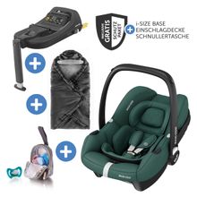 Babyschale CabrioFix i-Size ab Geburt-12 Monate (40-75 cm) i-Size Base, Einschlagdecke & Schnullerbox - Essential Green