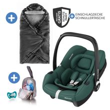 Babyschale CabrioFix i-Size ab Geburt-12 Monate (40-75 cm) inkl. Einschlagdecke & Schnullerbox - Essential Green