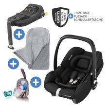 Babyschale CabrioFix i-Size ab Geburt-12 Monate (40-75 cm) inkl. i-Size Base, Fußsack & Schnullerbox - Essential Black