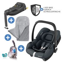 Babyschale CabrioFix i-Size ab Geburt-12 Monate (40-75 cm) inkl. i-Size Base, Fußsack & Schnullerbox - Essential Graphite