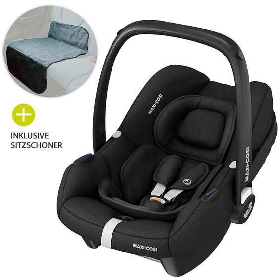 Maxi-Cosi Babyschale CabrioFix i-Size ab Geburt - 12 Monate (40-75 cm) inkl. Autositz-Schutzunterlage - Essential Black