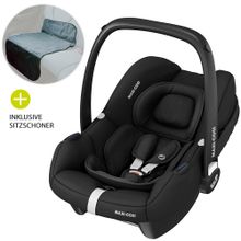 Babyschale CabrioFix i-Size ab Geburt - 12 Monate (40-75 cm) inkl. Autositz-Schutzunterlage - Essential Black