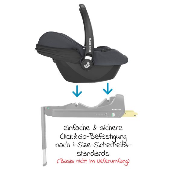 Maxi-Cosi Babyschale CabrioFix i-Size ab Geburt - 12 Monate (40-75 cm) inkl. Autositz-Schutzunterlage - Essential Graphite
