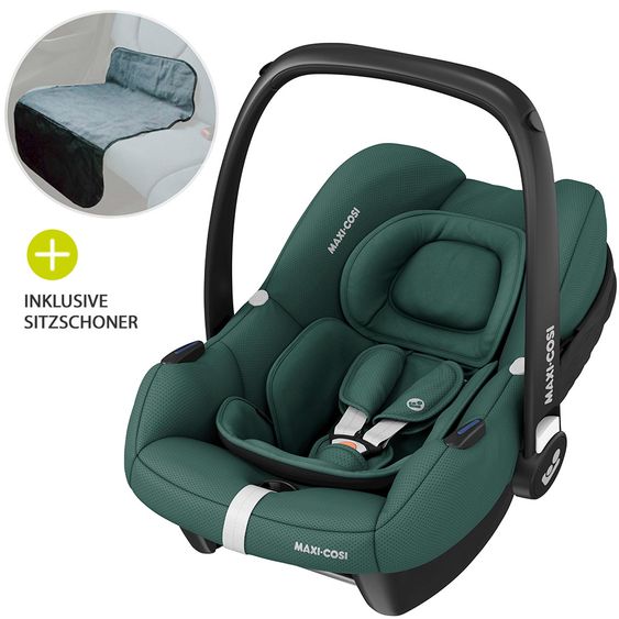 Maxi-Cosi Babyschale CabrioFix i-Size ab Geburt - 12 Monate (40-75 cm) inkl. Autositz-Schutzunterlage - Essential Green