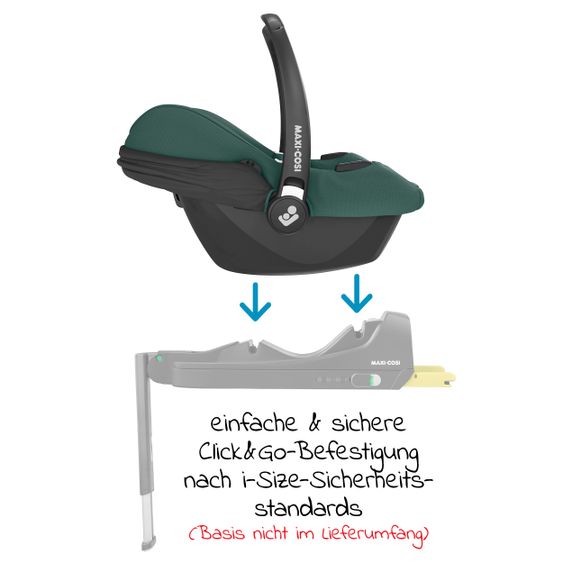 Maxi-Cosi Babyschale CabrioFix i-Size ab Geburt - 12 Monate (40-75 cm) inkl. Autositz-Schutzunterlage - Essential Green