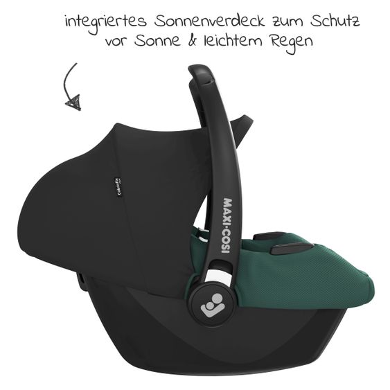 Maxi-Cosi Babyschale CabrioFix i-Size ab Geburt - 12 Monate (40-75 cm) inkl. Autositz-Schutzunterlage - Essential Green