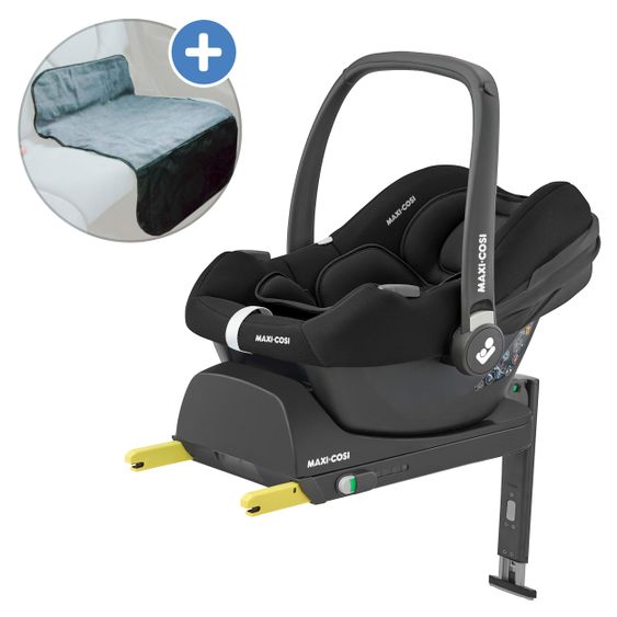 Maxi-Cosi Babyschale CabrioFix i-Size ab Geburt-12 Monate (40-75 cm) inkl. CabrioFix i-Size Base & Polsterschutz - Essential Black