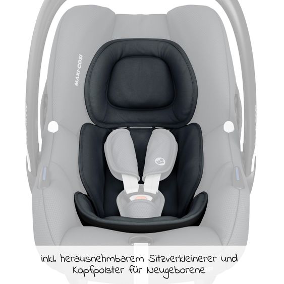 Maxi-Cosi Babyschale CabrioFix i-Size ab Geburt - 12 Monate (40-75 cm) & Zamboo Sommerbezug - Essential Graphite