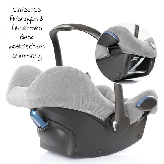 Maxi-Cosi Babyschale CabrioFix i-Size ab Geburt - 12 Monate (40-75 cm) & Zamboo Sommerbezug - Essential Graphite