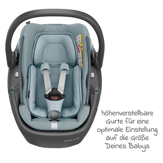 Maxi-Cosi Babyschale Coral 360 i-Size ab Geburt bis 12 kg (40 cm - 75 cm) mit Soft Carrier & Sonnenverdeck - Essential Grey