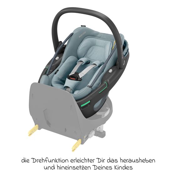 Maxi-Cosi Babyschale Coral 360 i-Size ab Geburt bis 12 kg (40 cm - 75 cm) mit Soft Carrier & Sonnenverdeck - Essential Grey