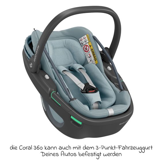 Maxi-Cosi Babyschale Coral 360 i-Size ab Geburt bis 12 kg (40 cm - 75 cm) mit Soft Carrier & Sonnenverdeck - Essential Grey