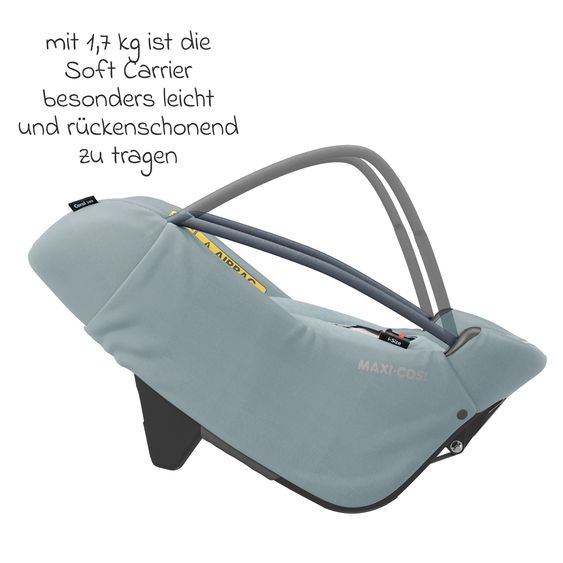 Maxi-Cosi Babyschale Coral 360 i-Size ab Geburt bis 12 kg (40 cm - 75 cm) mit Soft Carrier & Sonnenverdeck - Essential Grey