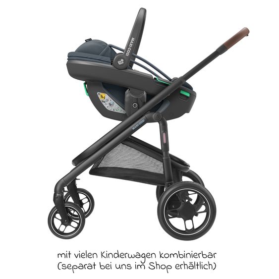 Maxi-Cosi Babyschale Coral 360 i-Size ab Geburt bis 12 kg (40 cm - 75 cm) mit Soft Carrier & Sonnenverdeck - Essential Graphite