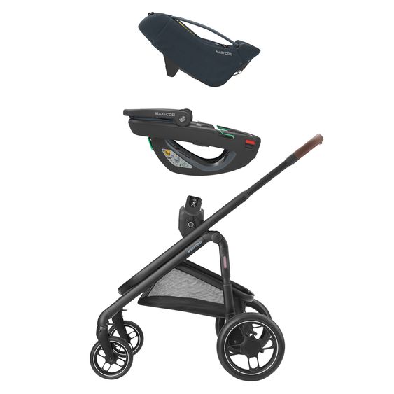 Maxi-Cosi Babyschale Coral 360 i-Size ab Geburt bis 12 kg (40 cm - 75 cm) mit Soft Carrier & Sonnenverdeck - Essential Graphite