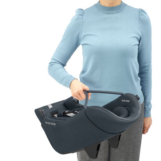 Maxi-Cosi Babyschale Coral 360 i-Size ab Geburt bis 12 kg (40 cm - 75 cm) mit Soft Carrier & Sonnenverdeck - Essential Graphite