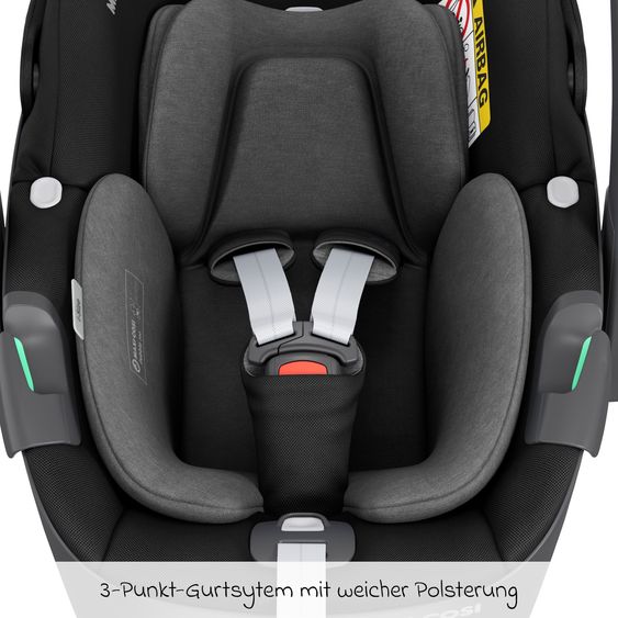 Maxi-Cosi Babyschale Pebble 360 i-Size drehbar ab Geburt - 15 Monate (40 cm - 83 cm) ClimaFlow, Easy-in Gurtsystem & G-Cell Seitenaufpralltechnologie - Essential Black