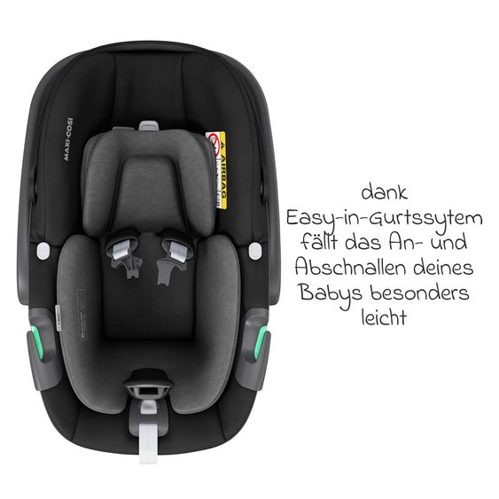 Maxi-Cosi Babyschale Pebble 360 i-Size drehbar ab Geburt - 15 Monate (40 cm - 83 cm) ClimaFlow, Easy-in Gurtsystem & G-Cell Seitenaufpralltechnologie - Essential Black