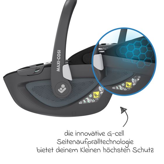 Maxi-Cosi Babyschale Pebble 360 i-Size drehbar ab Geburt - 15 Monate (40 cm - 83 cm) ClimaFlow, Easy-in Gurtsystem & G-Cell Seitenaufpralltechnologie - Essential Black