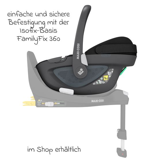 Maxi-Cosi Babyschale Pebble 360 i-Size drehbar ab Geburt - 15 Monate (40 cm - 83 cm) ClimaFlow, Easy-in Gurtsystem & G-Cell Seitenaufpralltechnologie - Essential Black