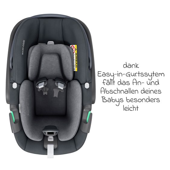 Maxi-Cosi Babyschale Pebble 360 i-Size drehbar ab Geburt - 15 Monate (40 cm - 83 cm) ClimaFlow, Easy-in Gurtsystem & G-Cell Seitenaufpralltechnologie - Essential Graphite