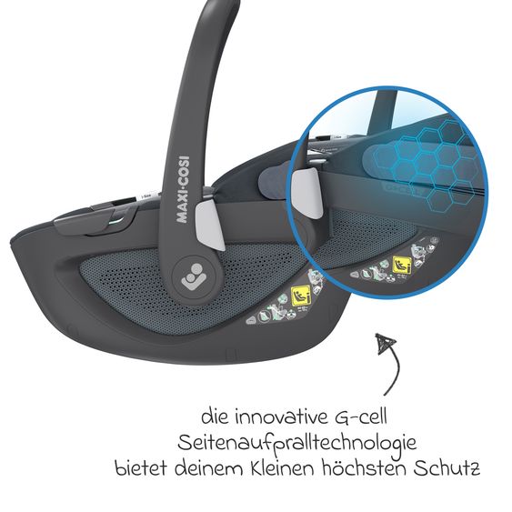 Maxi-Cosi Babyschale Pebble 360 i-Size drehbar ab Geburt - 15 Monate (40 cm - 83 cm) ClimaFlow, Easy-in Gurtsystem & G-Cell Seitenaufpralltechnologie - Essential Graphite