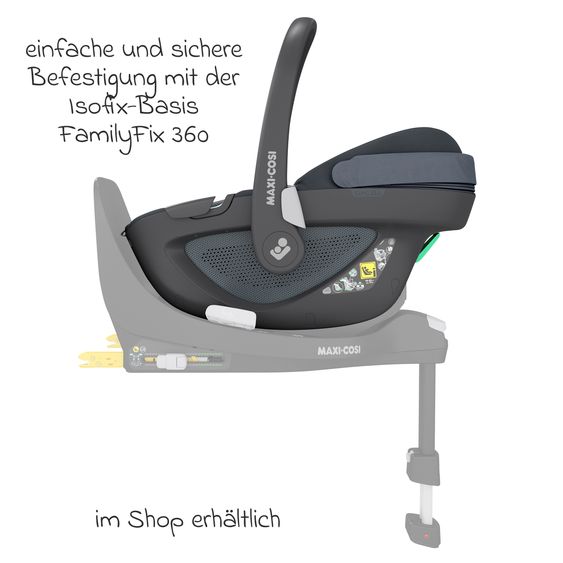 Maxi-Cosi Babyschale Pebble 360 i-Size drehbar ab Geburt - 15 Monate (40 cm - 83 cm) ClimaFlow, Easy-in Gurtsystem & G-Cell Seitenaufpralltechnologie - Essential Graphite